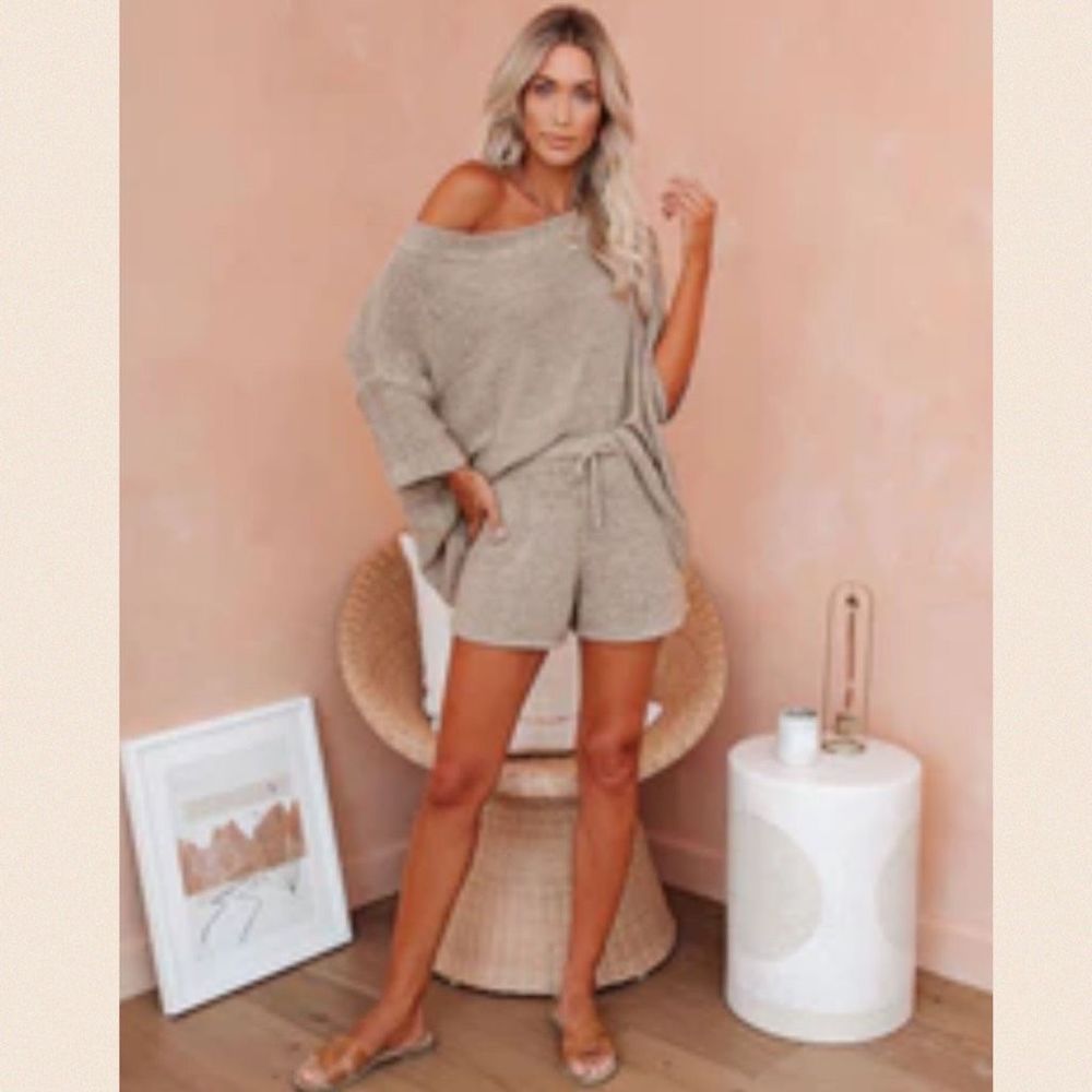 Vici Tan Knit Sweater Set Size Large